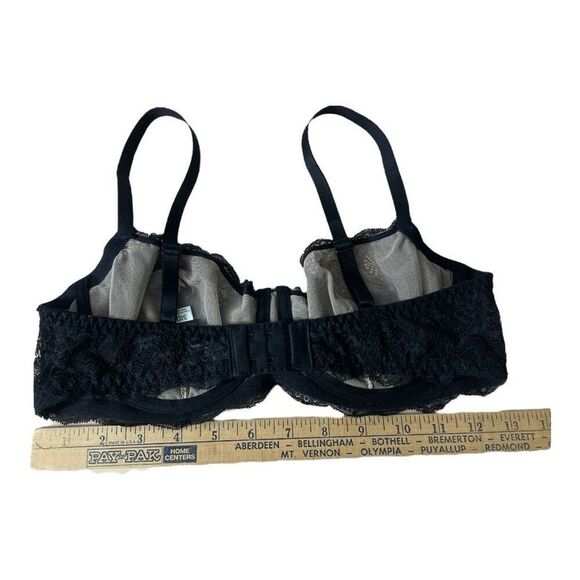 Adore Me Black Floral Lace Sheer Underwire Bra Size 34D Scalloped Lingerie - Picture 3 of 14